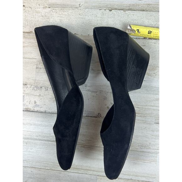 Eileen Fisher Lily Half D'Orsey Heels Size 9 Black Suede Point Toe Block Heel - Picture 7 of 7